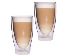2x 400ml XXL doppelwandige Latte Macchiato, Eistee und Longdrinkgläser Lattechino Grande, edle extra große Thermogläser mit Schwebeeffekt von Feelino