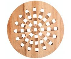 Creative Home Rund Heißer-Topfuntersetzer aus Natürlichem Buchenholz | 19,5 x 19,5 x 1,5 cm | Umkehrbar | Tisch- & Thekenschutzunterlage | Hitzebeständig & Umweltfreundlich