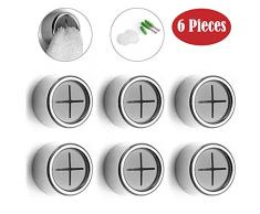 BangShou 6Stk Premium Handtuchhalter Edelstahl Geschirrtuchhalter ohne Bohren Selbstklebend Handtuchhaken für Bad, Küche und Haushalt 42 x 22mm (Silber)