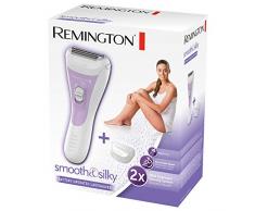 Remington Damenrasierer smooth&silky WSF5060, Bikini Trimmaufsatz, Batteriebetrieben, 2-seitiger Intercept-Trimmer, feuchtigkeitsspendender Aloe Vera Streifen, Nass- und Trockenrasierer, weiß/lila