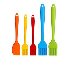 wavraging Backpinsel Silikon Hitzebeständig Verbreitung Öl Butter Soße Marinaden für BBQ Grill Barbecue Backküche Kochen,Silikonpinsel Kuchen Fleisch Desserts,Spülmaschine Sicher,5-Teiliges Set