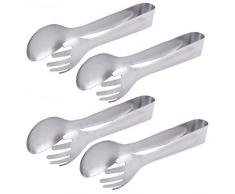 Himi Servierzange 20,3 cm Edelstahl Buffetzange – Set von 4 – Gabel und Löffel, perfekt zum Braten, Grillen, Grillen, Salat, Buffet, Steak, Spaghetti, Nudeln und Nudeln