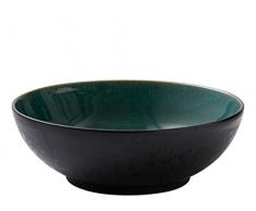 BITZ Salatschüssel, Schüssel/Schale aus Steinzeug, spülmaschinenfest, 30 cm im Durchmesser, schwarz/grün