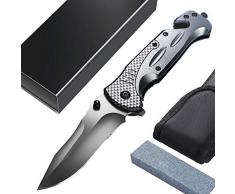 Kinglink Klappmesser 3-in-1 Taschenmesser - Scharfes Klappmesser - Outdoor Survival Messer, Einschließen Schleifstein & Messertasche