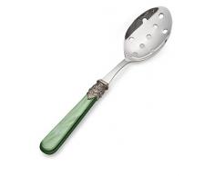EME NAPOLEON Nudellöffel aus rostfreiem INOX Edelstahl 23,5 cm: Pastalöffel Spülmaschinengeeignet in Perlmutt Grün
