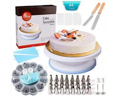 Weiß Cake Decorating Supplies -Tortenplatte drehbar Tortenständer Kuchen Drehteller für Backen Gebäck Cake Decorating Turntable mit 2 Stück Winkelpalette Set