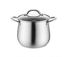 Heavy Tajinen mit Deckel, Tief Auflauf mit Glasdeckel, Auflaufgericht mit Glasdeckel und Hochglanz poliert, Edelstahl (Size : 26 * 23cm)