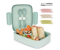 Ecolina ♻ Bento Box mit 5 praktischen Fächern - Eco-Lunchbox - Nachhaltig und schadstofffrei - Perfekt für Kinder mit großem Hunger (1,3 l Volumen) (Blau)