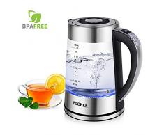 Wasserkocher Glas, FOCHEA 1.8L Wasserkocher Glas Edelstahl Elektrischer Wasserkessel, schnelles Kochen mit automatischer Abschaltung,24-Stunden-Warmhaltefunktion für Zubereitung von Babynahrung Tee