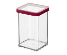 Rotho Loft Vorratsdose 1 l, Kunststoff, transparent (rote Dichtung), quadratisch