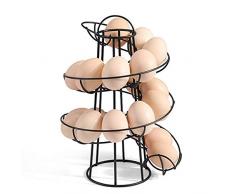 Rennico Ei Deluxe Moderner Spiral-Spender Rack Eier-Aufbewahrungskorb, Eierhalter, Metalldraht, Obstkorb, Tischplatte, Snacks, Organizer für Küche Schwarz