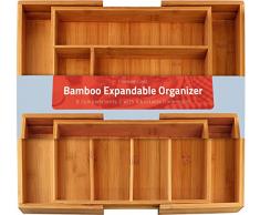 Utopia Kitchen [6-8 Fächer Besteckkasten Bambus - Erweiterbares Besteckfach - Schubladeneinsatz für Küchenschränke