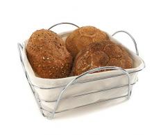 DESIGN DELIGHTS BRÖTCHENKORB PANE | 20x20cm Brotkorb aus Metall mit Stoffeinsatz, Obstkorb, Dekokorb für den Tisch
