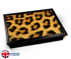 Leopard Animal Skin Lap Tray Kissen Tablett Knietablett Kissentablett - Schwarzer Rahmen