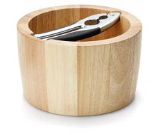 Continenta runde Nussschale aus Gummibaumholz mit integriertem Qualitäts-Nußknacker, Größe: Ø 19 x 11,5 cm