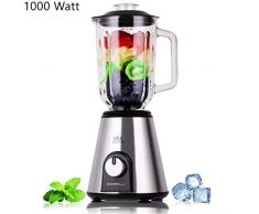 TZS First Austria - 1000 Watt Standmixer Glas Hochleistungs-Mixer, 6 Edelstahl Klingen 1,5 Liter 25.000 U/min, 2 Geschwindigkeiten Impulse-Taste, Glasbehälter, Ice-Crusher, Zerkleinerer Smoothie Maker