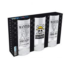 ABYstyle - ONE PIECE - 3er Set Gläser Skull Luffy, wanted Luffy und wanted Zorro