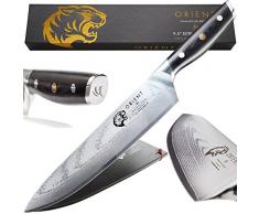 ORIENT Damastmesser Kochmesser (23cm Damaststahl) Profi Küchenmesser Aus Japanischem Damaststahl - AUS10 Chefmesser 67-Lagiges - Scharfes Damast Messer mit Klingenschutz & Reinigungstuch