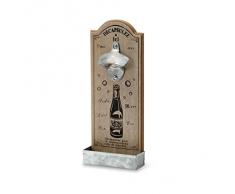 pajoma Flaschenöffner mit Auffangschale, Holz/Metall