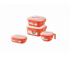 LOCK & LOCK Mikrowellengeschirr aus Kunststoff – 4er Vorratsdosenset – Teller, Schüssel und Dampfgarer für die Mikrowelle – 1000 ml, 2 x 1100 ml, 2400 ml