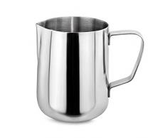 Ousyaah Milchkännchen Milchkanne Edelstahl 200ml / 6.5oz Milch Blumenbecher ziehen Milch Art Aufschäumkännchen für Cappuccino und Latte Art, Silber