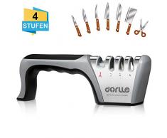 Dorlle Messerschärfer Profi，Messerschaerfer Messerschleifer 4 - Stufen Aktualisierte Version Scherenschärfer Für Scher,Wolfram-Carbid-Stahl,Keramikstein Hilft Reparatur (Schwarz)