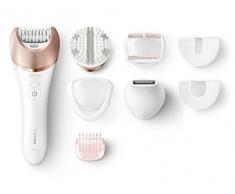 Philips Epiliergerät Satinelle Prestige BRE644/00/Nass- und Trocken Epilierer inkl. 7 Zubehörteile für eine mühelose Anwendung an Beinen, Körper, Gesicht & Bikinizone für langanhaltend glatte Haut