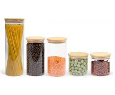 Elwin Neiles® Vorratsglas mit Deckel [1x 1700ml / 2X 1100ml, 2X 550ml] - 100% luftdichte & stapelbare Glasbehälter - mottensichere Vorratsdosen