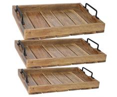 LS-LebenStil XXL Mango-Holz Serviertablett 56x39x8cm Griff-Tablett Betttisch Betttablett