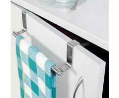 Tatkraft Horizon | 20115 | Türhandtuchhalter Küche, Geschirrtuchhalter | Gebürsteter Edelstahl, Silber| | 7.3x23CM