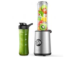 HadinEEon Mini Standmixer Smoothie-Mixer, Elektrischer Blender für Smoothie, Shakes, Eis und Tiefkühlfrüchte, Babynahrung, mit 2x600ml BPA Freie Flasche