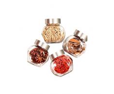 HUIJUNWENTI Glasflaschen, versiegelte Dosen, Vorratsbehälter, Nudeltöpfe, Vorratsbehälter für Lebensmittelkörner, Kaffeebohnenbehälter, alte versiegelte Glasdosen, 200 ml * 4 transparente Aufbewahrung
