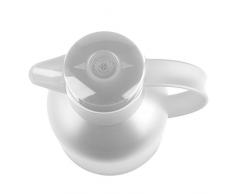 Emsa 504687 Samba Isolierkanne (1 Liter, Quick Press Verschluss, 12h heiß, 24h kalt) weiß transluzent