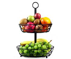 TSyeah Obst Etagere Metall,Farbe schwarz, Obstschale, dekorativer Obstkorb, 2 stöckig