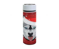 Thermosflasche für Hunde, Weihnachtsmotiv, Thermoskanne, Winter, Schneeflocke, Welpen, Tiere, isoliert, Edelstahl, doppelwandig, für Sport, Reisen, Wandern, Outdoor-Becher für heiße und kalte Getränke