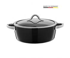 Silit Vitaliano Nero Schmortopf 28 cm, Bräter mit Glasdeckel, Kochtopf 5,9l, Silargan Funktionskeramik, Topf Induktion, schwarz