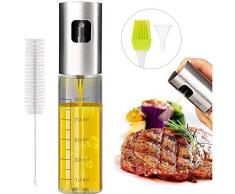 Ölsprüher Flasche 100ML,Eletorot Öl Sprühflasche, Essig spritzer Ölspender, Transparent Öl Sprayer, Öl Auslöser Glasflasche mit Bürstefür Kochen, Salat, BBQ, Pasta,BPA-Free and 100% Food Safety