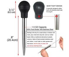 Best Utensils Bratenspritze aus Edelstahl, professionelle Qualität, FDA, Gummi-Ballon, inkl. Marinade-Injektorspritze und Bürste für einfaches Reinigen