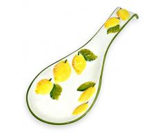 Lashuma Handgemachte Löffelablage aus Italienischer Keramik, Kochlöffelablage Reliefdekor im Zitronen Design, Löffelhalter 28 cm
