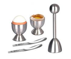AMAYGA Eierköpfer Set,Edelstahl Eieröffner Eier Eierteiler Eierschneider,1x Eierköpfer 2X Eierbecher 2X Eier-Löffel für Weiches Gekochtes Ei zum Frühstück