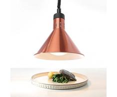 HENDI Wärmelampe, Inkl. Splitterfreie lampe, Höhenverstellbar, Konisch, Warmhalten von Speisen, Speisenwärmer, 230V, 250W, ø275x(H)250mm, Kupfer, Aluminium
