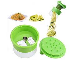 ZXCV Handheld Karotte Kartoffel Gurke Spirale Reibe Cutter Gemüse Obst Slicer Salat Nudel Spaghetti Zucchini Blade Spiralizer,Grün