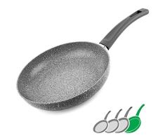 GadHome Premium 28cm Antihaft-Bratpfanne | Hochwertige Aluminium Induktionspfanne mit Ergonomischem Griff | Graustein Granit Effekt