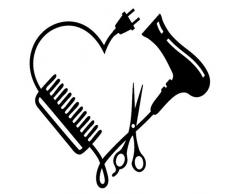 ALADKF Autoaufkleber für Stoßstange Haarstylist Herzkamm Scherentrockner Vinyl Motorrad Autoaufkleber 2pcs 13.cm * 13CM