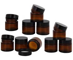 Braunglastiegel m. Kunststoff-Deckel, 30 ml Leerer Tiegel, Kosmetex Glasdose, 10× schwarz