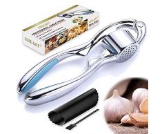 GHEART Profi Knoblauchpresse Set, Rostfrei Knoblauchpresse Knoblauchschneider Spülmaschinenfest Garlic Press Knoblauch Crusher Küchenhelfer mit Silikon Knoblauchschäler und Reinigungsbürste