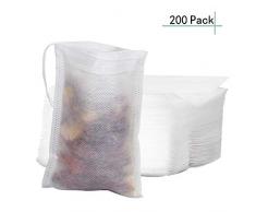 Mila-Amaz 200 Stück Teebeutel Feine Teefilter Einweg Selbstbefüllbar Filterbeutel Leere Teebeutel Taschen mit Kordelzug für lose Blatt Tee