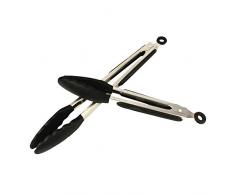 2er Set Silikon Grillzange 9 12BBQ Zange Backen Braten Zange Küchenzange (2er Set, Schwarz)