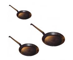 Eisenpfanne Set Ø 24 + 28 + 32 cm kaltgeschmiedet