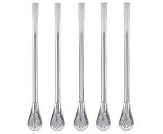5 stücke Edelstahl Trinklöffel Strohhalme Wiederverwendbare Waschbar Metall Cocktail Löffel Tee Filter Rühren Löffel Strohhalme(18cm)